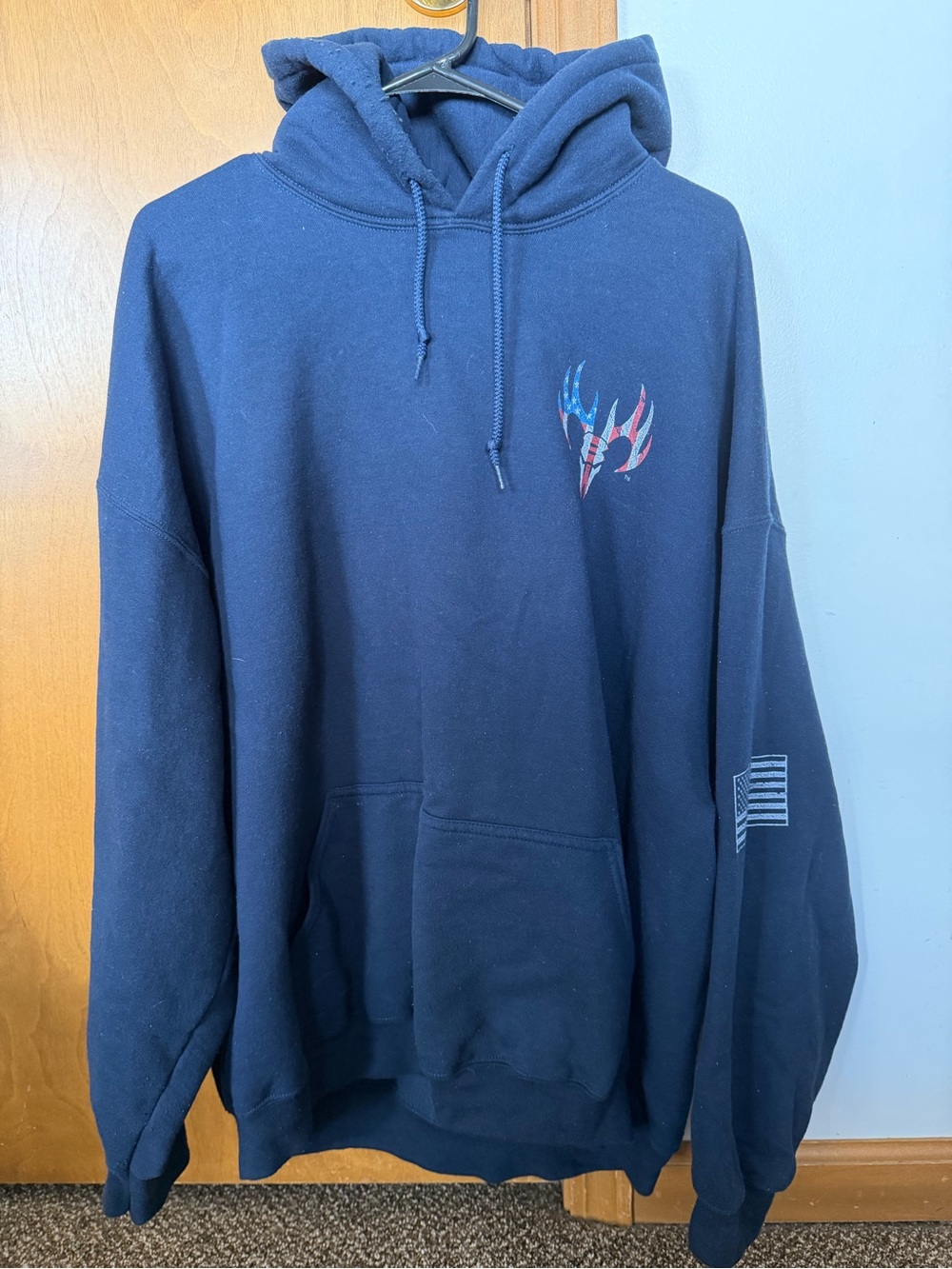 Navy Pullover Hoodie with American Graphics